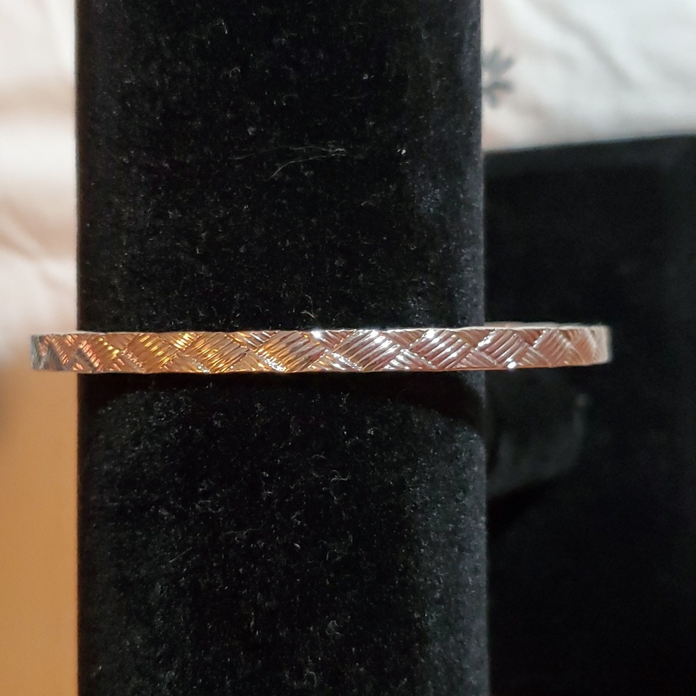 Host Pick! Large Silver toned bangle bracelet with woven pattern